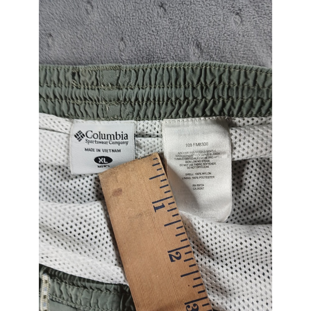 Columbia PFG Mens XL Sage Green Nylon Fishing Shorts Packable Mesh Lined FM8300 - Picture 3 of 6